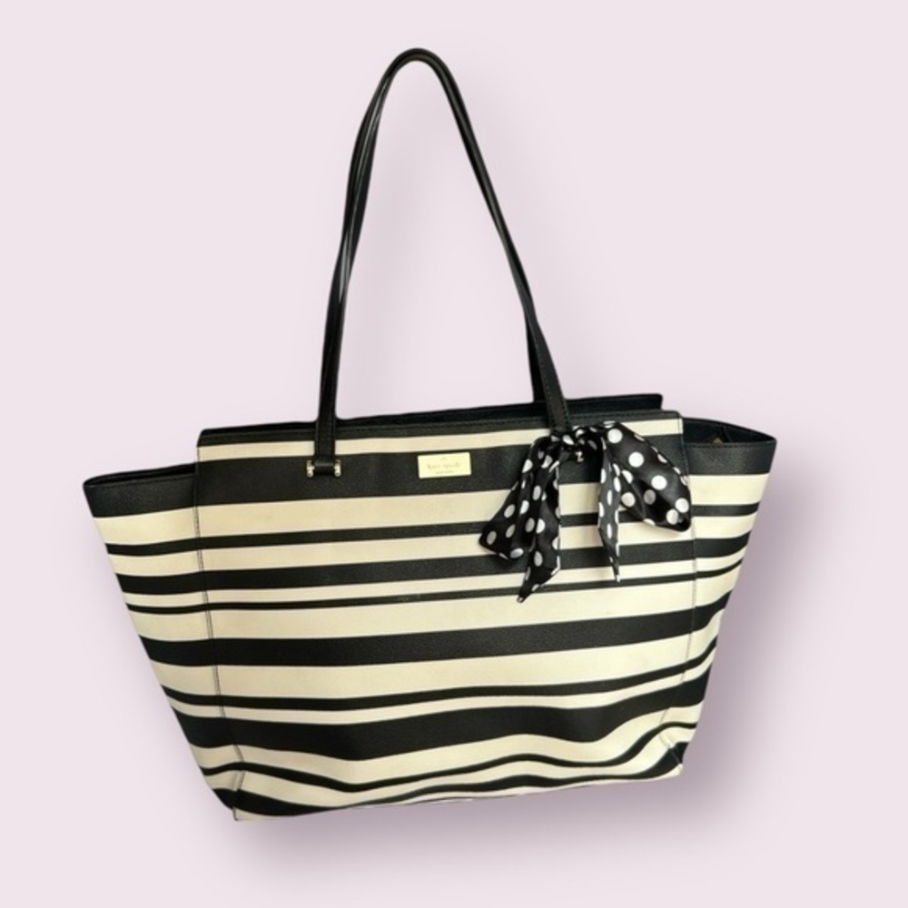 EUC KATE SPADE Black and White Stripe Diaper Tote Bag